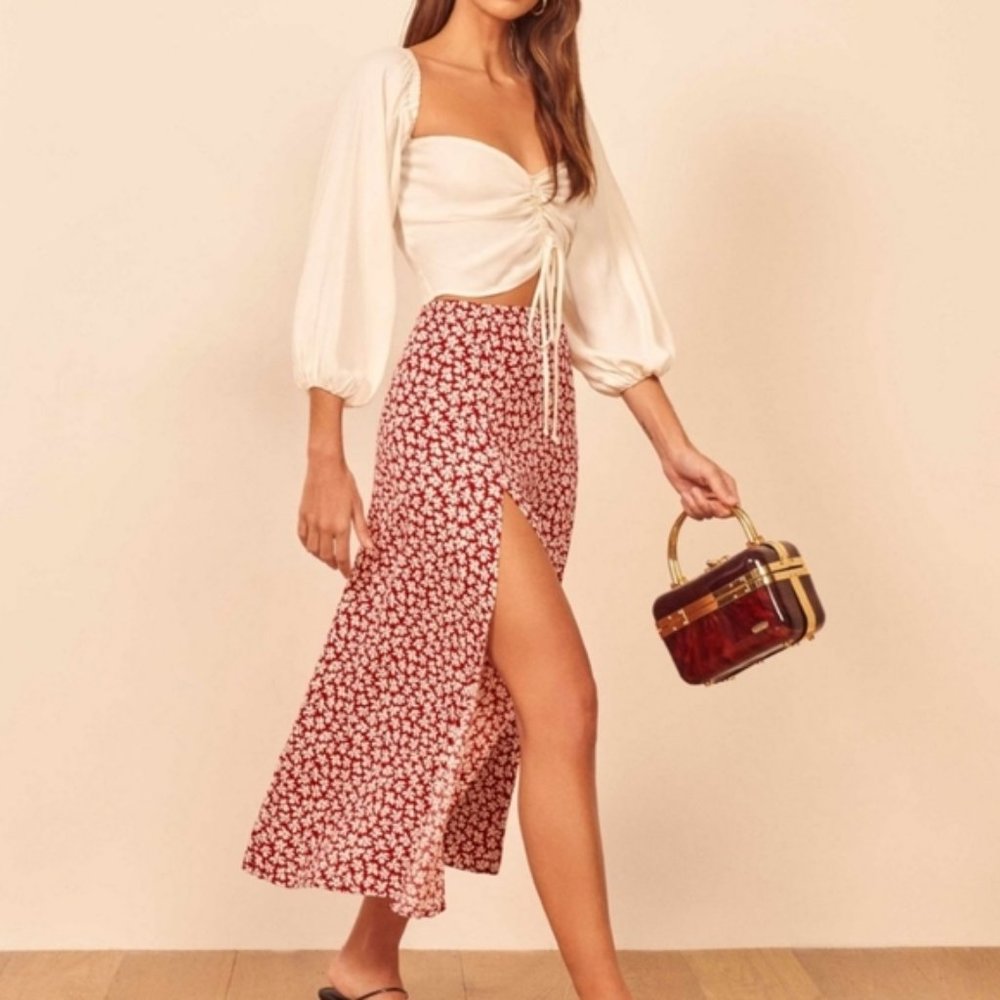 SOLD-Reformation NWT Zoe Side Slit Midi Skirt